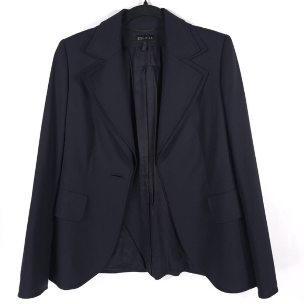 ESCADA NEW WOOL Blend SLOVENIA MADE Blazer Jacket Slits Cuffs 1‎ Button Size 36